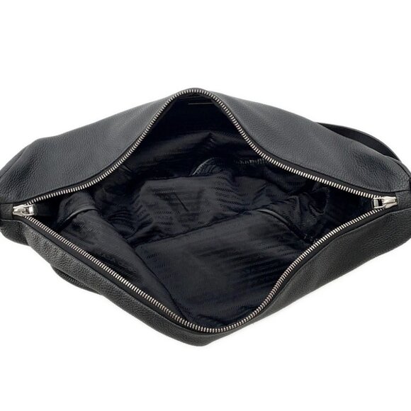 PRADA Triangle Shoulder Bag Leather Black 2VY007 - Picture 4 of 12